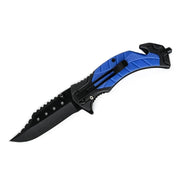 MSK089 - Blue & Black Serrated Rescue Folding Knife