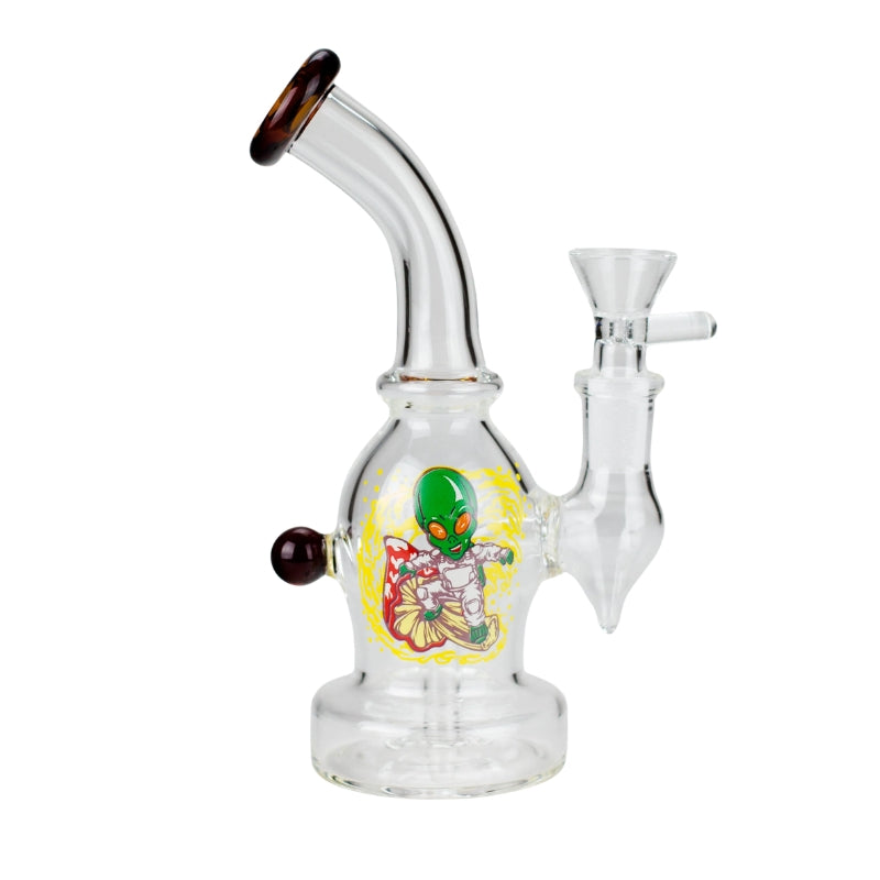 6" Cartoon Print, Glass Bong comes with Percolator (F230829-2B-Sticker 2)