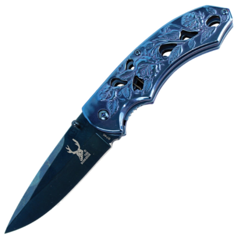 9746 - TheBoneEdge 8" Tactical Sharp Knife with Strap Holder - Blue