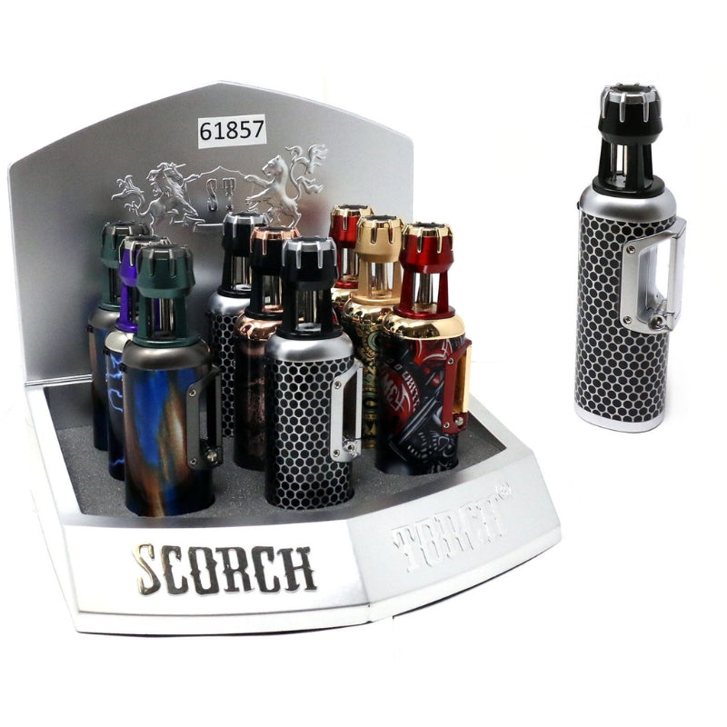 61857-1 - 5" Single Flame Cigar & Cigarette Torch Lighter - 9/Display