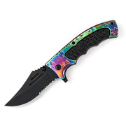 MSK043 - Rainbow & Black Serrated Folding Knife