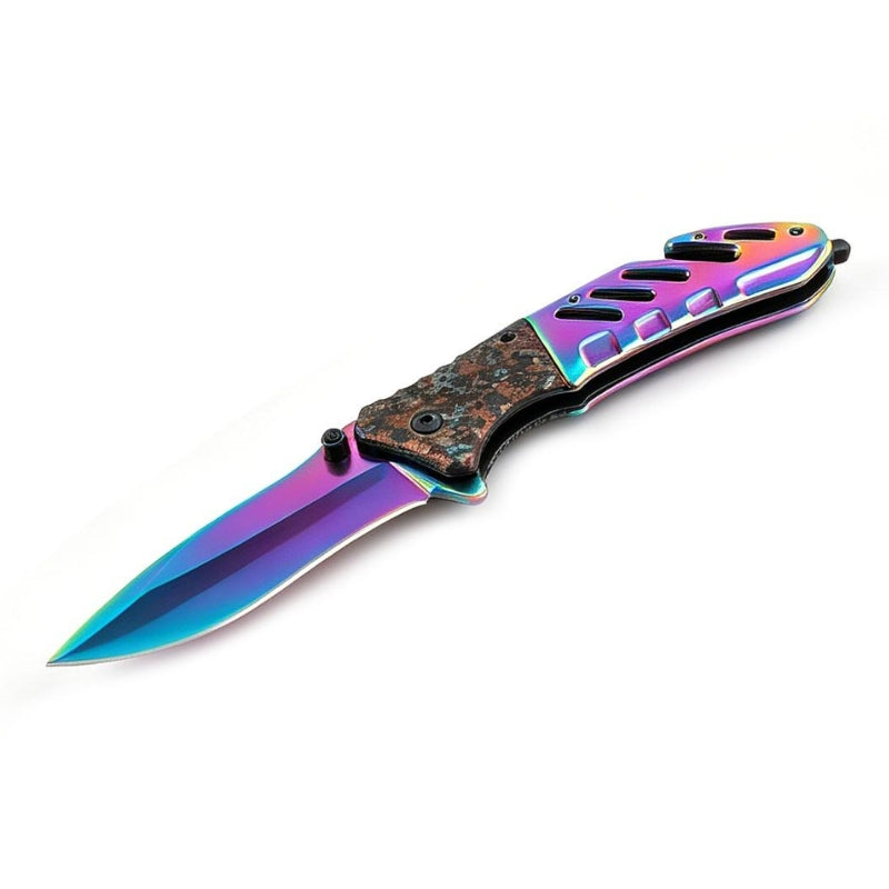 MSK009 - Rainbow Metallic Finish Folding Pocket Knife
