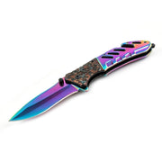 MSK009 - Rainbow Metallic Finish Folding Pocket Knife