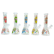 10-Inch Cartoon Print Glass Beaker Bong (MST199)