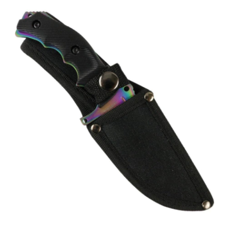 9929 - 9.5" Hunting Knife Multi Rainbow Color Full Tang Blade