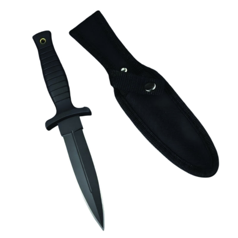 9" Double Edge Black Outdoor Fixed Blade Hunting Knife (DP0148-BK)