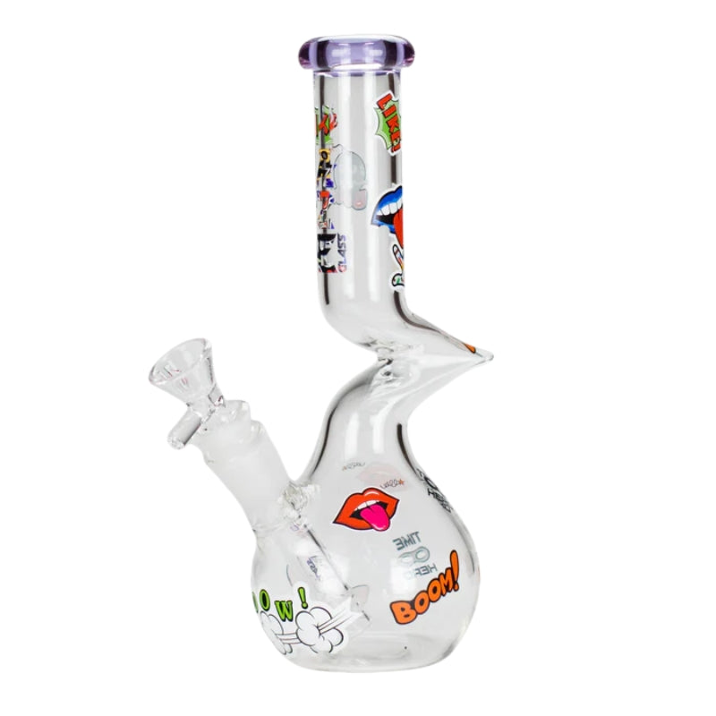Haze 9" Zong bong with color lip Purple (Mini-W)