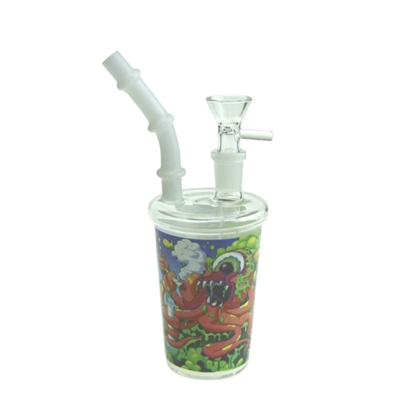 5″ Coffee Cup Design Glass Bong (WP0942-Sticker 8)