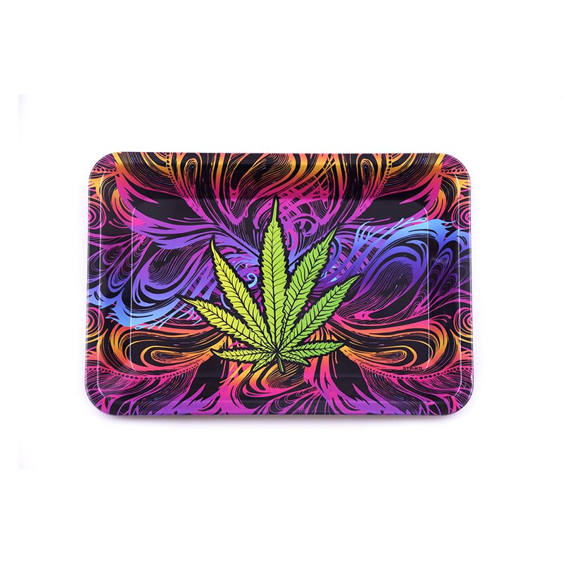 Weed Leaf Design Aluminium Rolling Tray - (MT35)