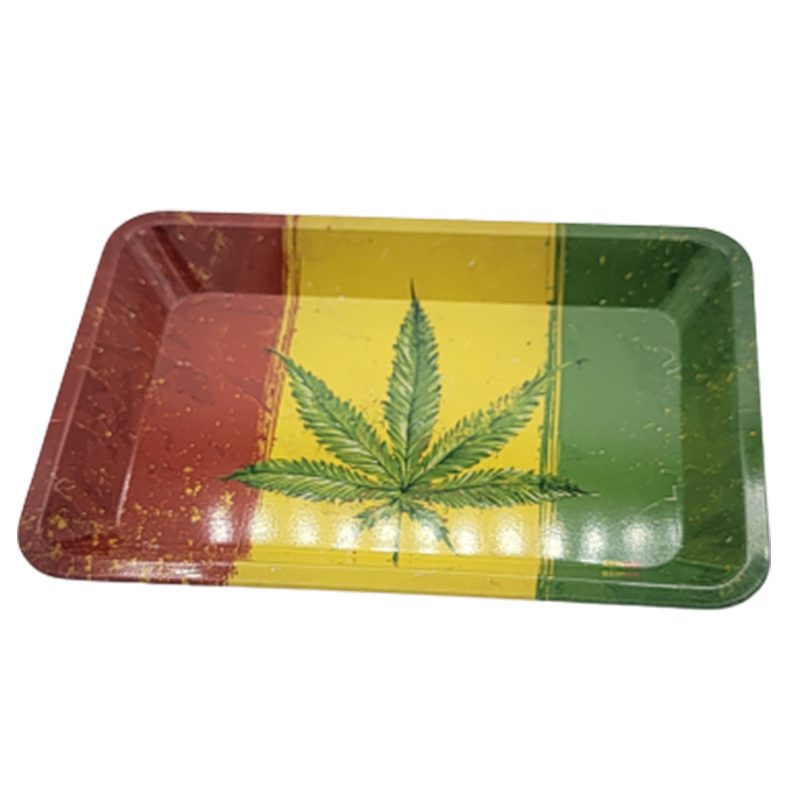 Weed Leaf Design Aluminum Rolling Tray - (MT55-1)