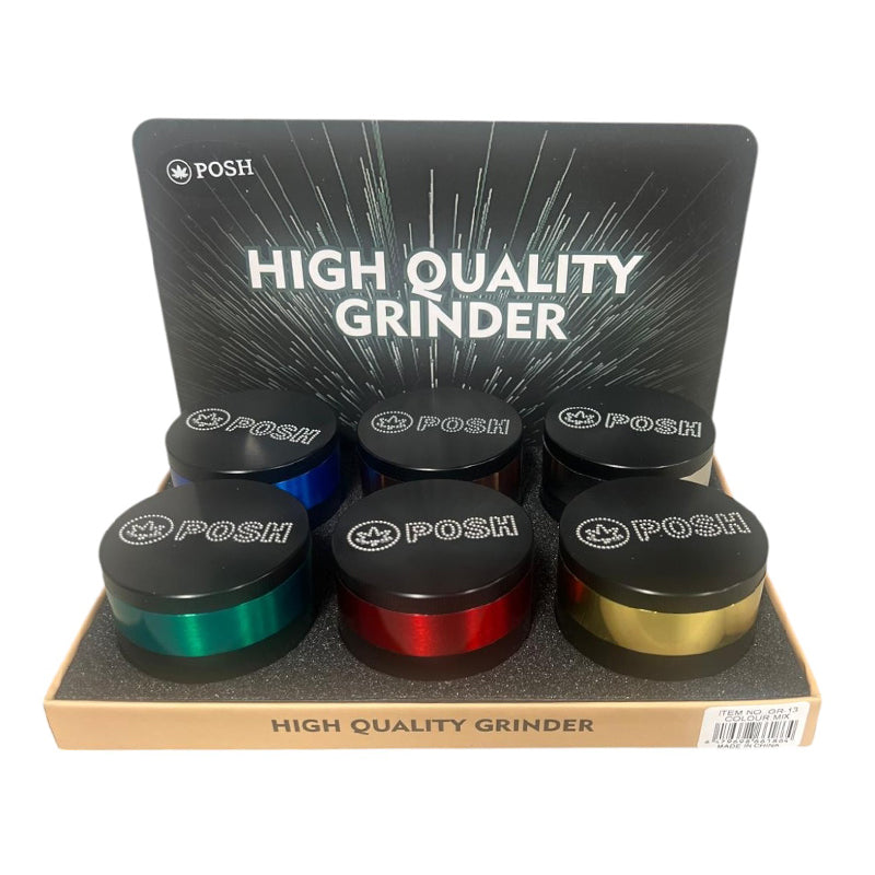 GR-13 - POSH Sleek Band Series 4-Piece Herb Grinder - 6/Display