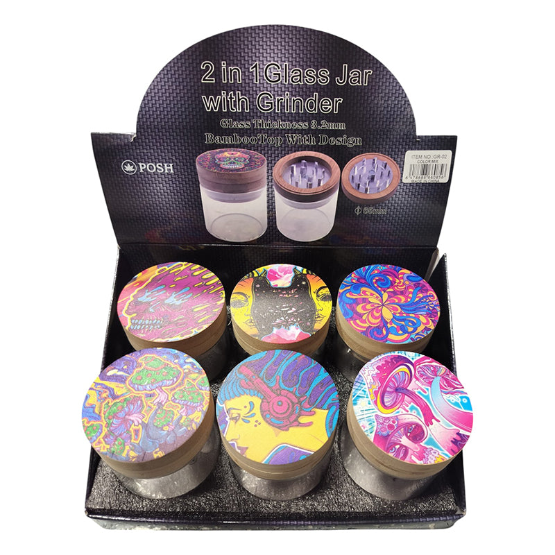 GR-02 - Grinders Psychedelic Bamboo Lid Art Series- 6/Display