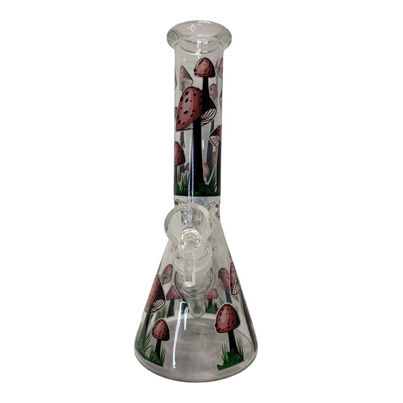 10" Mushroom Design Glass Bong - Clear (MST018)