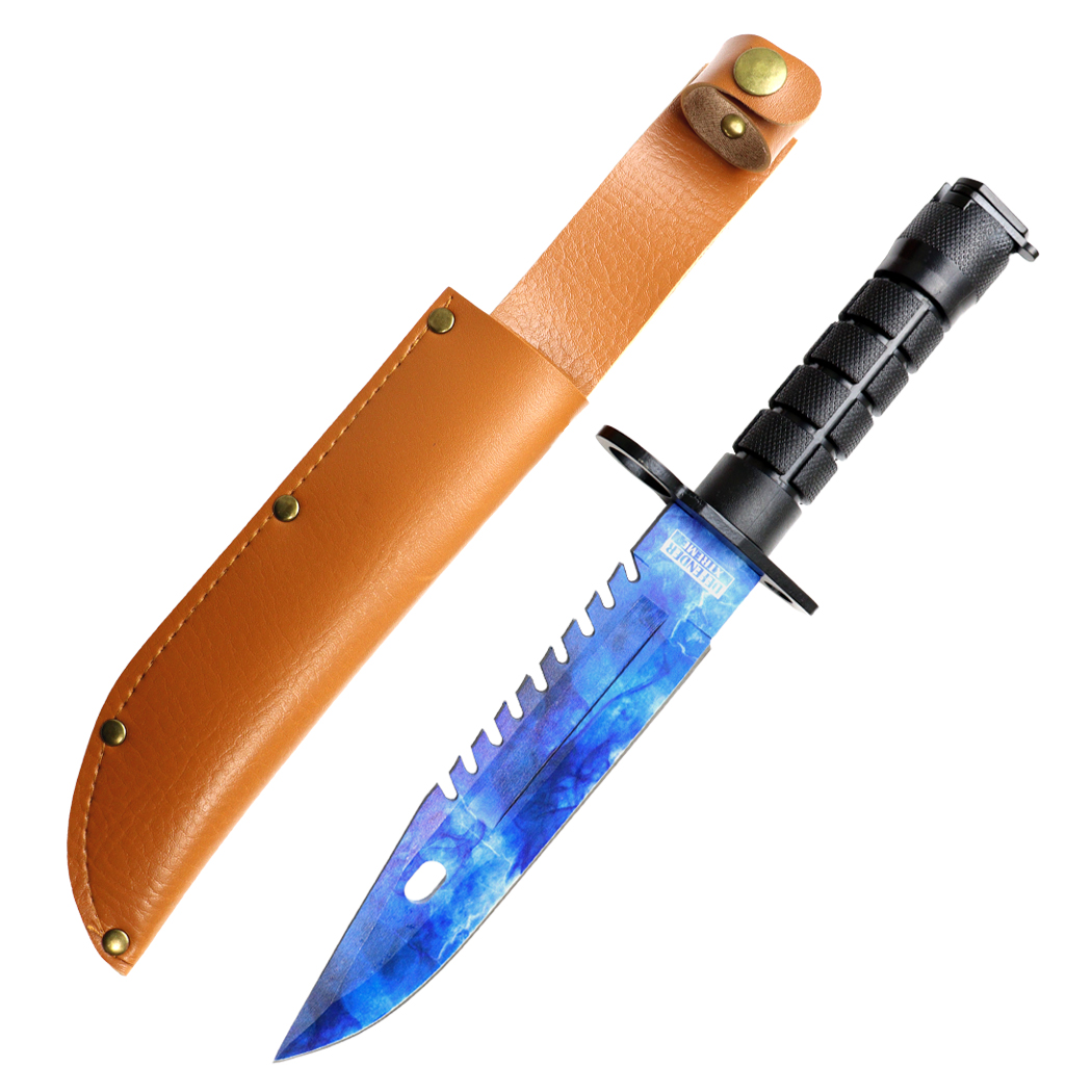 13552 - Defender-Xtreme 13" Blue Blade Abs Handle Survival Knife With Sheath