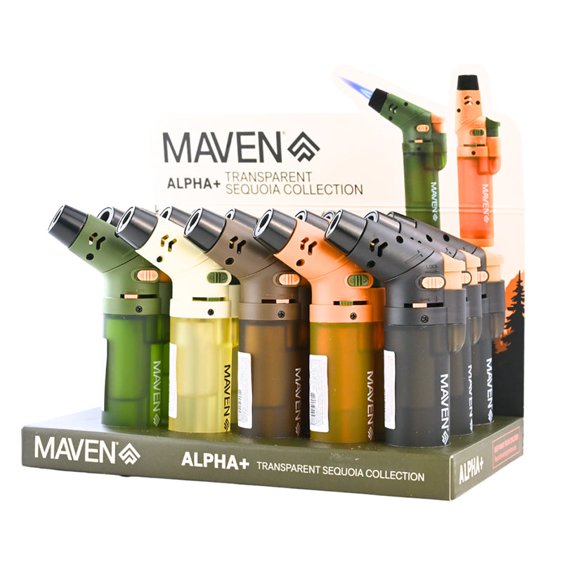 Maven Alpha+ Transparent Sequoia Collection Lighter - 15ct