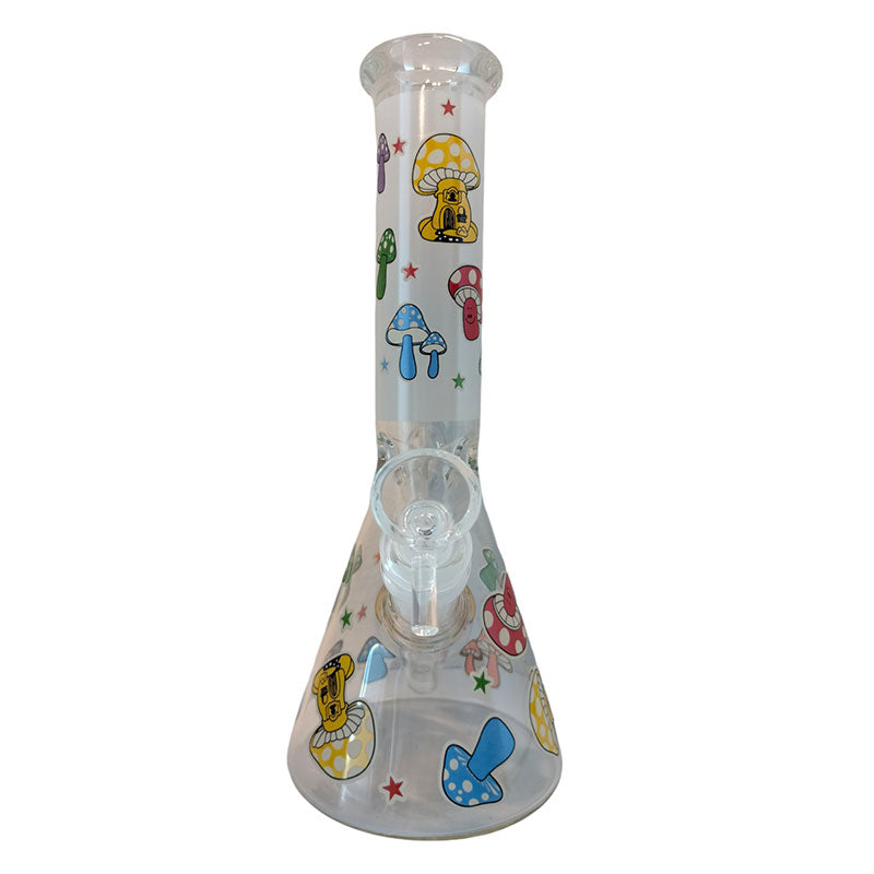 10" Mushroom Design Hydro Glass Bong - (MST004)