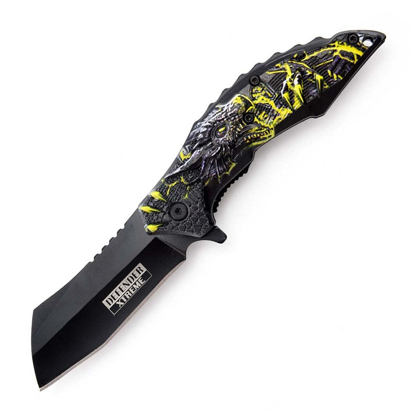 14643 - Defender-Xtreme 7.5" Dragon Design ABS Handle 3CR13 Steel