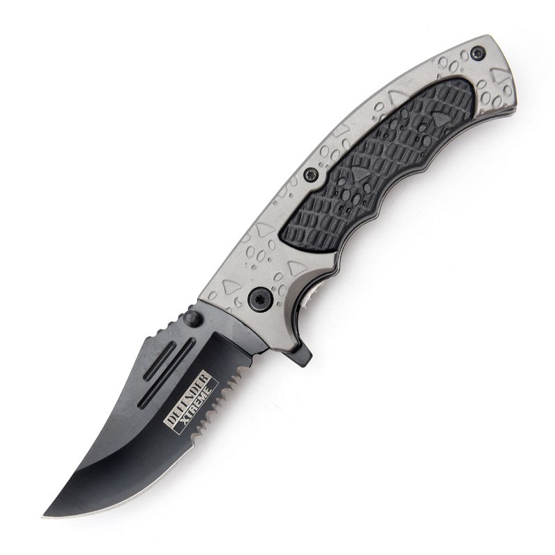 14661 - Defender-Xtreme 8.25" Gray & Black ABS Handle 3CR13 Steel
