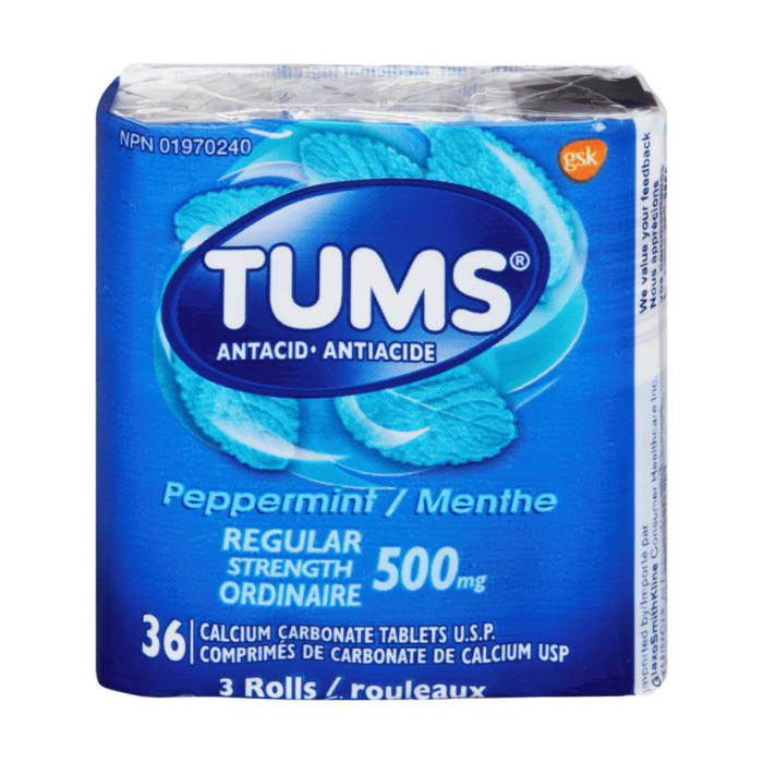 Tums Regular Strength 500mg 3 Pack Peppermint