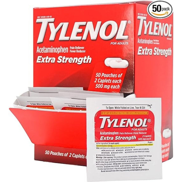 Tylenol Pouches (2 Tab) - 50 PK